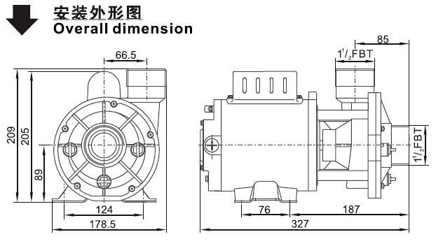 美洲款48WTC系列循環(huán)泵安裝外形圖